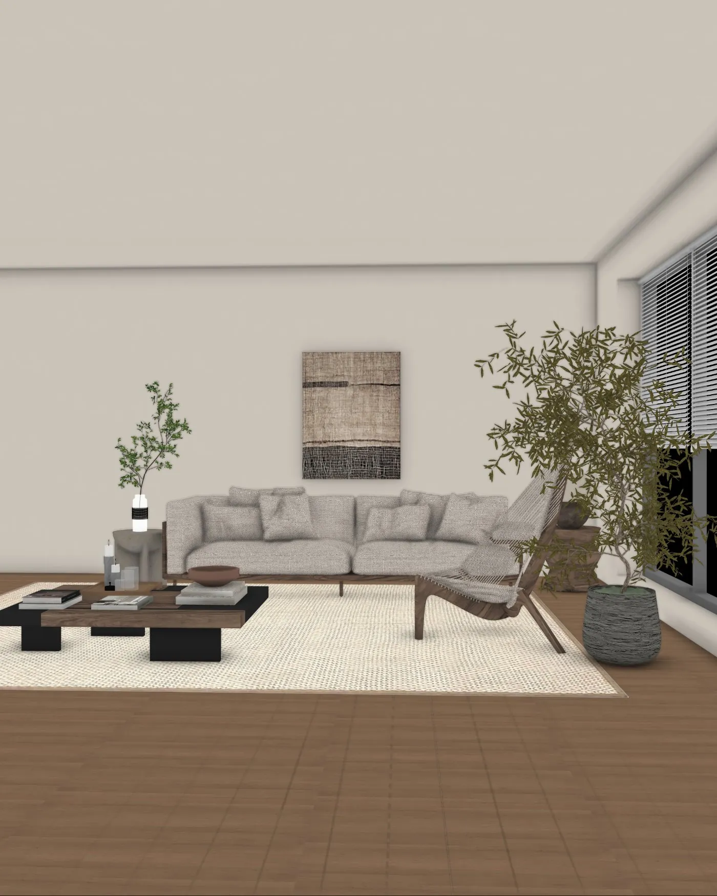 Original — Sala antes e depois do render