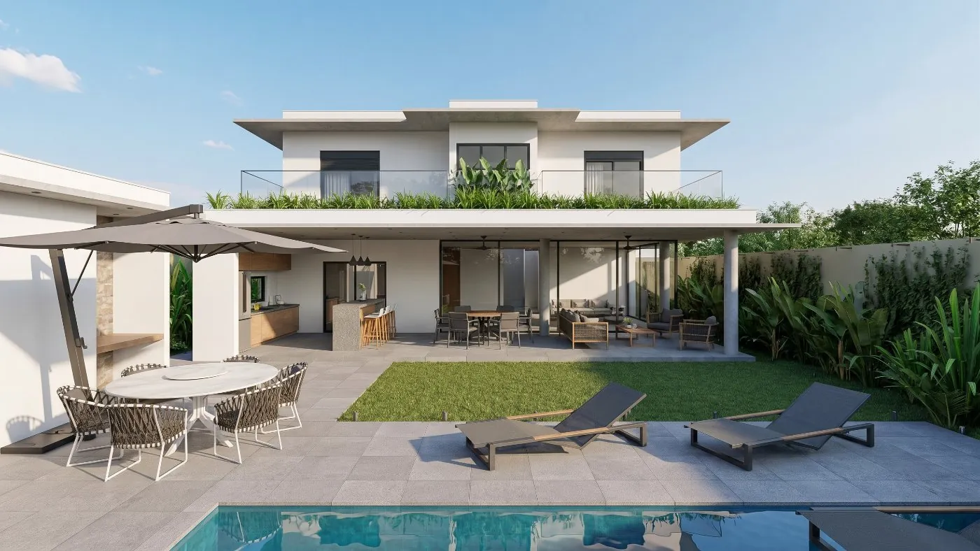 Render IA — Fachada antes e depois do render