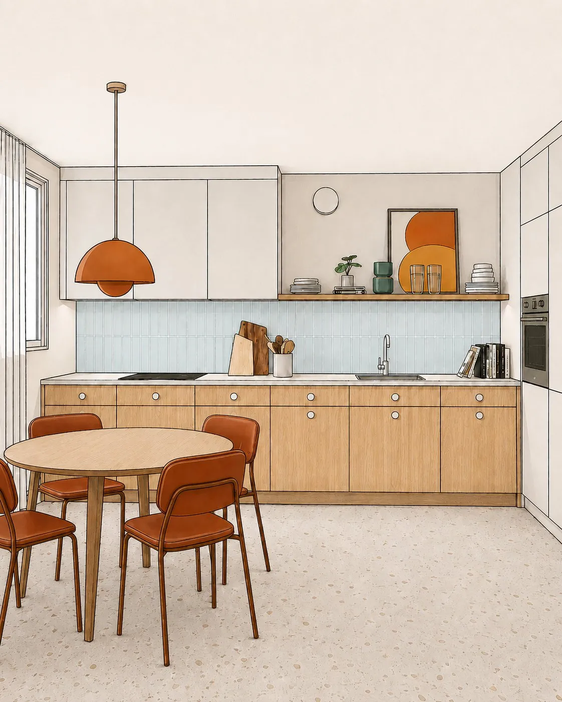 Original — Cozinha antes e depois do render